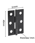 Black Stainless Steel Cabinet And Drawer Butt Hinges With Screws 45mm By 31mm 1mm Plate Flat Folding Hinge Set For Dry Indoor Use