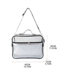 Rugged Anti Static Pvc Engineer Bag Waterproof Crossbody Shoulder Satchel Transparent Tool Organizer front view with dimensions