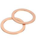 Top Notch Solid Copper M27 Flat Washers 4 Pack showing two heavy duty rust free sealing gasket rings for screws bolts and nuts.