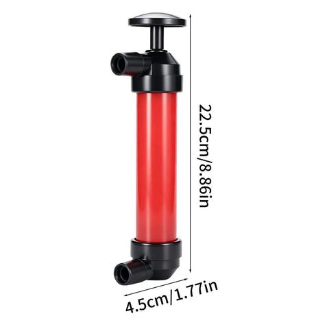 Manual Liquid Transfer Pump Portable Leakproof Siphon For Auto Maintenance And Industrial Fluid Transfer With Quick 10 To 12 Liters Per Minute Flow Ideal For Oil Gas Water And DIY Jobs, 22.5cm tall red pump