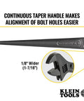 Extra Wide Adjustable Wrench for Heavy Nuts and Bolts by Klein Tools, 10 Inch Spud Wrench With Tether Hole, close-up view