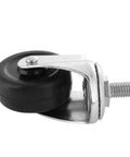 Jauarta 2 Inch Quiet Caster Wheel Set for Trolley Furniture Smooth close-up of a black rubber wheel with metal bracket.