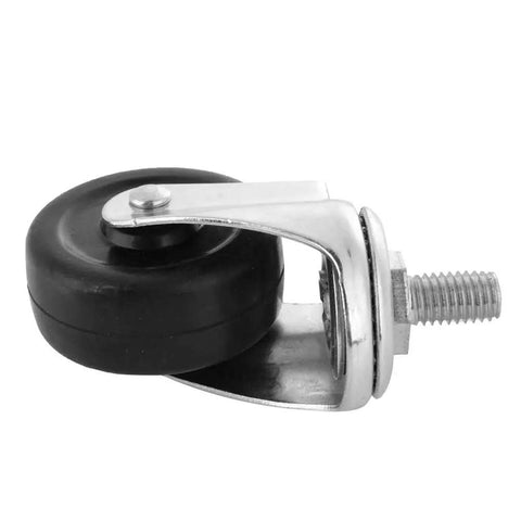 Jauarta 2 Inch Quiet Caster Wheel Set for Trolley Furniture Smooth close-up of a black rubber wheel with metal bracket.