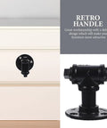 Industrial Vintage Iron Pipe Cabinet Handles Two Pack Retro Open Plan Style Cupboard Door Pulls installed on drawer in black.