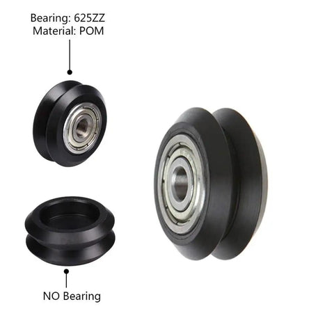Top Tier V Slot Pulley For Modern 3D Printers Featuring Hella Smooth 625ZZ Bearings POM material with clear laser precise design.
