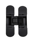 Adjustable Hydraulic Hidden Door Hinge Delivers Heavy Duty Self Closing Pivot With 180 Degree Concealed Rotation For Slick Cabinet Install And Hella Smooth Swing Experience, black design, top view.