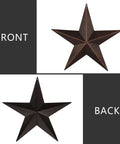 Front and back view of Rustic Metal Barn Star Wall Decor Made From Recycled Iron With Vintage Finish Includes Screws And Anchors
