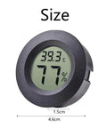 Size view of Six Pack Mini Hygrometer Thermometer Digital LCD Humidity And Temperature Monitor For Indoor Outdoor Use In Greenhouses And Reptile Enclosures Reads Fahrenheit Or Celsius Super Handy And Easy To Read, black plastic, 4.6cm