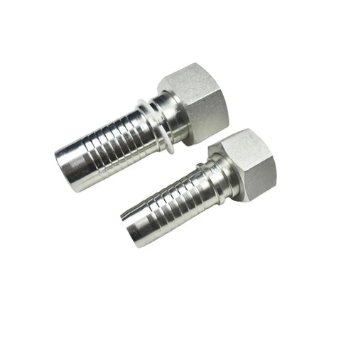 Built Like A Tank 45 Steel High Pressure Hydraulic Fitting Right Angle Barbed Tube Joint Adapter For Metric M22 To M42 Fits 13mm To 32mm Pipes Secure Seal Industrial Machines Pro Grade Durability Heavy Duty Repairs Zero Leak Risks Always Now. two metal hydraulic hose adapters, 45 steel, right angle, barbed ends