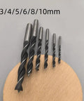 Pro 6 Pc Woodworking Drill Bit Set With Precision Three Point Hole Opener and Punching Tool for Electric or Hand Drills, 3 to 10mm sizes.