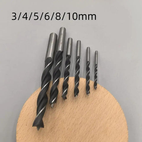 Pro 6 Pc Woodworking Drill Bit Set With Precision Three Point Hole Opener and Punching Tool for Electric or Hand Drills, 3 to 10mm sizes.