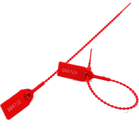 Built To Last Plastic Tamper Seals With Serial Numbers 250mm Self Locking Zip Tie Tags In Red for security and durability