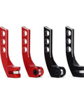 Red and black metal gravity regulator balancer for RC transmitters and remote controls in horizontal and vertical type, side view