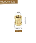 Dope M2.5 Knurled Brass Insert Nuts 4mm Long, 3.8mm Outer Diameter, dimensions shown, 100 Pack