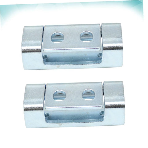 Two zinc-plated heavy-duty cabinet hinges with two mounting holes for chassis and crate doors