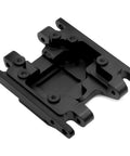 Beefy Brass Chassis Frame Upgrade For 1x18 Scale TRX4M Crawler, 60g skid plate in black, transmission mount detail