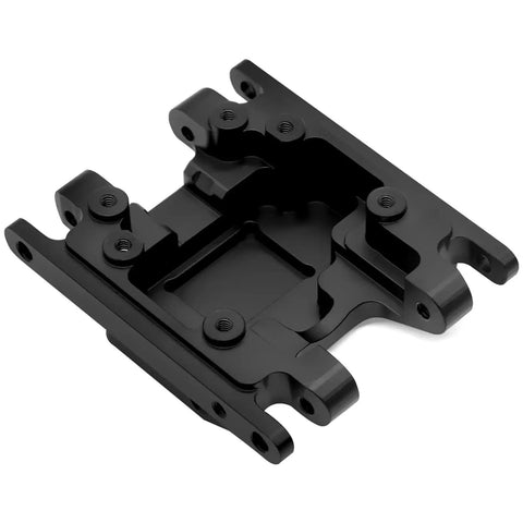 Beefy Brass Chassis Frame Upgrade For 1x18 Scale TRX4M Crawler, 60g skid plate in black, transmission mount detail