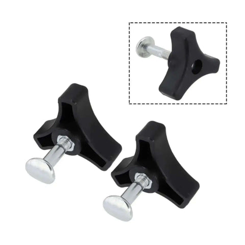 Heavy Duty Plastic Lawn Mower Handle Screw Nut Knob Kit With Tri-Cornered Design For Universal Fit Replacing Broken Fasteners On Most Major Power Equipment Brands Without Losing Grip, 2 black knobs