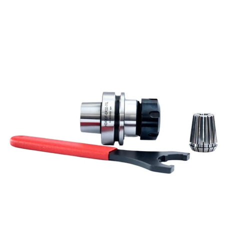 Heavy Duty HSK63F CNC Collet Chuck For Straight Shank Milling Cutters G2.5 with wrench and collet for quick setup.