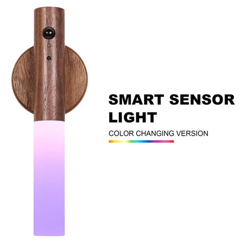 Wooden Motion Sensor Night Lights With Magnetic Body Sensor Dual Mode LED Light Color Changing Version Wall Sconce