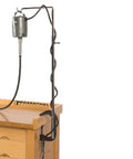 Adjustable Flex Shaft Tool Holder for Foredom Grobet Rotary Bench with telescoping hanger reaching 42 inches, mounted on workbench.