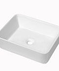 Rectangular Vessel Sink For Above Counter Mount Modern Porcelain Ceramic Lavatory Vanity Basin Durable Stain Resistant White Finish Sleek Bathroom Upgrade With Easy Cleaning And Contemporary Look