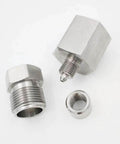 Water jet spare parts adapter set: 3 metal fittings with 9/16F-1/4M threads for water jet cutter