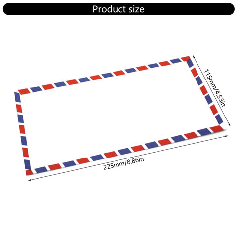 Retro Airmail Envelopes Pack For Invitations And Letters Easy To Use Air Mail Style Envelopes with red, white, blue border, size 115x225mm