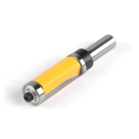 Premium 1 Pc 12Mm Shank Pattern Router Bit With Dual Top Bottom Bearings For Smooth Guided Trim On Wood Carving And DIY Projects Featuring Solid 3/4In Cutter Diameter For Super Duper Results, yellow design.
