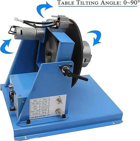 Professional Grade Rotary Welding Positioner With Kickass 0 To 90 Degree Tilt Control and Slick Automatic Turntable, side view