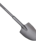 SDS Max steel clay spade with long gray shaft and broad digging blade