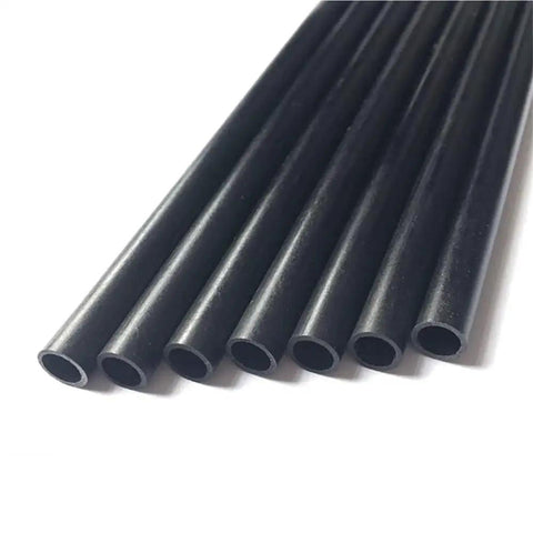 Four Piece Hollow Fiberglass Rod Set For Tents, Drones, And DIY Projects, black fiberglass tubes, various sizes on white background