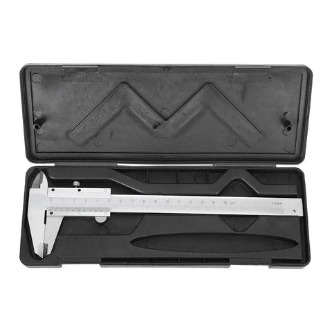 Rugged Carbon Steel Caliper With Four Measuring Modes Internal External Depth And Step For Precision 0 To 150mm Dual Jaws And Probe in case