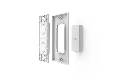 800 Series Z Wave Scene Controller With Four Buttons with wall mount parts, Z Wave Plus Wall Switch Remote components shown.