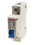 One Pole 230/400V Low Voltage Miniature Circuit Breaker 3A Din Rail Mount DZ47-63 C3, front view with blue switch
