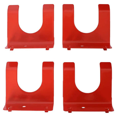 Red metal drill holders for 48 X 24 Inch Metal Pegboard Wall Organizer Kit With Hooks Wrench Racks Drill Holder And Screwdriver Organizer