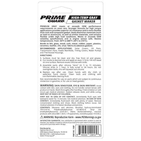 Packaging of Gray High Temp Gasket Maker For Automotive Seals, Sensor Safe And Noncorrosive, Oil Resistant, 3.35 Oz Tube