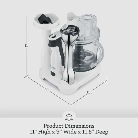 Top Notch Brushed Stainless Steel Immersion Blender Set Multi Purpose Food Processing Station with dimensions 11" H x 9" W x 11.5" D.