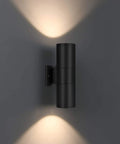 Modern Outdoor Wall Lights Up and Down Cylinder Sconce Matte Black Pack of 2 Waterproof Exterior Fixtures for Porch Patio Garage