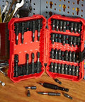 Tough As Nails 42 Piece Impact Screwdriver Bit Set With Phillips Slotted And Torx Bits In Portable Storage Case on workbench