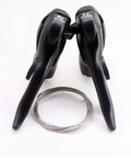 2x9 Road Bike Shifters And Brake Lever Set with black ergonomic levers, coiled steel cable, STI style, compatible with Shimano Sora.