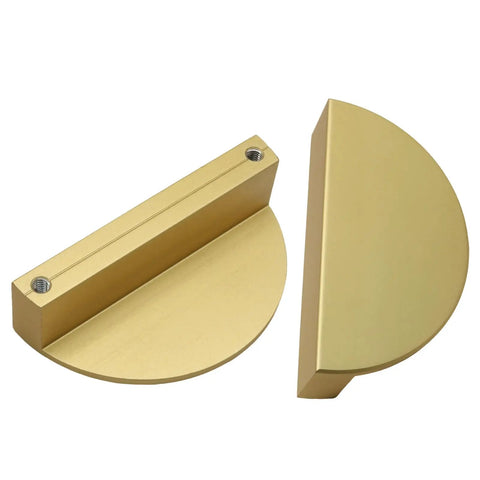 4 Pack Half Moon Cabinet Pulls Handles 2.5 Inch Center To Center Semicircle Drawer Pulls In Solid Brass With Screws Brush Gold Finish
