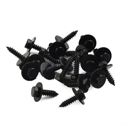 Self Drilling Hex Washer Head Screws 4.8x19mm for roofing and wood framing, black coated carbon steel, 20 pack, T17 point.