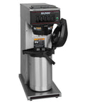 Front view of a Commercial Coffee Brewer That Brews Directly Into 1.9 To 3 L Airpots, Portable No Plumbing Needed, All Stainless Steel Construction