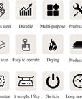 Icons representing features of Compact Sugar Coating Machine For Candy Polishing Chocolate Glazing And Tablet Drying With Constant Temp Control.
