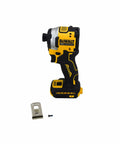 Workhorse 20V Cordless Brushless Compact One Quarter Inch Impact Driver With Three Speed Trigger displayed with clip