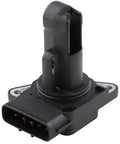 Mass Air Flow MAF Sensor Plug And Play Replacement For Toyota Camry 2002-2006, Corolla 2003-2008, front view, black plastic, rectangular plug
