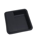 Black 2 Pack Concealed Recessed Sliding Door Pull Handles With 1.26 Inch Hole Distance, zinc alloy, square design, flush mount.