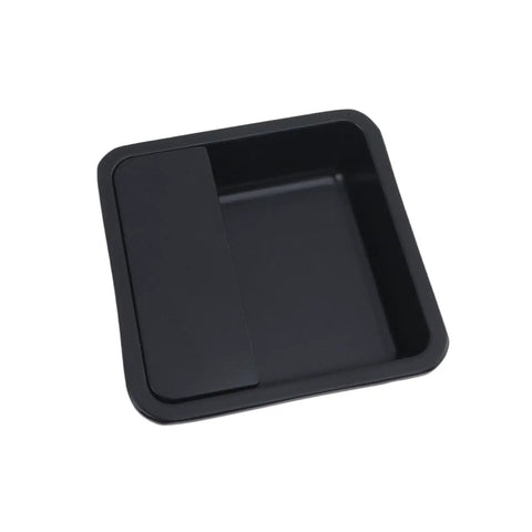 Black 2 Pack Concealed Recessed Sliding Door Pull Handles With 1.26 Inch Hole Distance, zinc alloy, square design, flush mount.