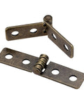 Top Shelf Solid Zinc Alloy Rectangle Hinges 2 Piece Set With Four Hole Mounting in vintage finish, 58mm x 13mm, for wood projects.